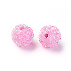 Бледно-Розовый Имитация конфетного стиля смоляные хрустальные стразы бусины, круглые, для ручек с бусинами, брелки, ювелирные изделия и ремесла, розовый жемчуг, 15.5 мм, отверстие : 2 мм