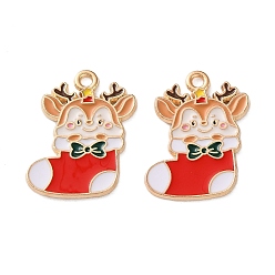 Олень Подвески из эмали и сплава, Новогодняя тема, золотой свет, олень, 23x16x1.2 мм, отверстие : 1.6 мм