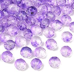Medium Purple Two-Tone Transparent Acrylic Beads, Rondelle, with Glitter Powder, Faceted, Medium Purple, 10x8mm, Hole: 1.6mm, about 980pcs/500g