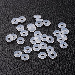 White Rubber O Rings, Donut Spacer Beads, Fit European Clip Beads, White, 6x2mm, Hole: 2mm