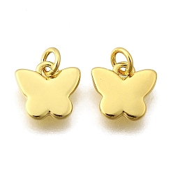 Настоящее золото 18K Латунные подвески, бабочки прелести, стойки покрытие, прочное покрытие, без кадмия и без свинца, с целью перехода в кольце, реальный 18 k позолоченный, 7.5x7.5x1.5 мм, отверстие : 2 мм