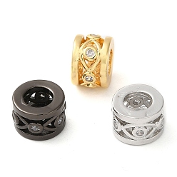 (52) Непрозрачная лаванда Гальваническое покрытие латуни кубический цирконий полая колонна европейские бусины, долговечный, без кадмия и без свинца, амулет в виде глаза, молитвенная бусина с большим отверстием, разноцветные, 9x6.2 мм, отверстие : 4.5 мм