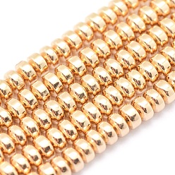 Chapado en Oro Ligero Electroplate no magnéticas de hematita sintética hebras de cuentas, aa grado, larga duración plateado, Rondana plana, chapado en oro de la luz, 3x2 mm, agujero: 0.8 mm, sobre 223 unidades / cadena, 15.7 pulgada (40 cm)