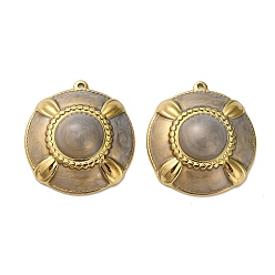 Гейнсборо 304 подвески из нержавеющей стали, полукруглый, с эмалью, реальный 18 k позолоченный, ионное покрытие (ip), светло-серые, 33.5x31x9 мм, отверстие : 1.6 мм