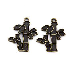 Античная Бронза Сплавочные сеттинги для кулона, тибетский стиль, без кадмия и без свинца, бамбук, античная бронза, 27x21.5x1 мм, отверстие : 1.8 мм