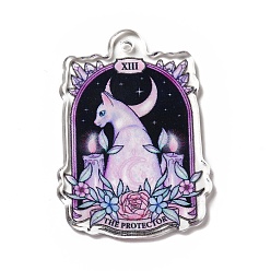 Cat Shape Акриловые подвески с принтом на хэллоуин, Узор кошки, 40x28x2.5 мм, отверстие : 2 мм