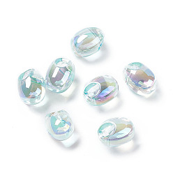 Pale Turquoise UV Plating Rainbow Iridescent Acrylic Beads, Oval, Pale Turquoise, 18x13.5mm, Hole: 3.2mm