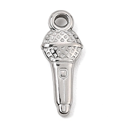 Stainless Steel Color 304 Stainless Steel Pendants, Microphone Charms, Stainless Steel Color, 25x9.5x3.5mm, Hole: 3mm