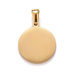 Golden 304 Stainless Steel Pendants, Flat Round with Sun, Golden, 17x15x2mm, Hole: 2.5x5mm