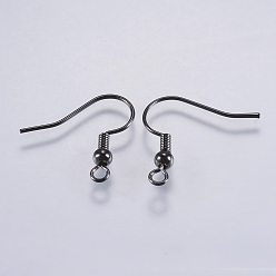 Черный Цвет Металла Латунные крючки для сережек, с горизонтальной петлей, долговечный, без свинца и без кадмия, металлический черный , 18.5x18x3 мм, отверстие : 1.5 мм, 20 датчик, штифты : 0.8 мм