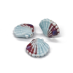 Бледно-бирюзовый Керамика Цзиндэчжэнь, Фарфоровые бусины ручной работы, для украшения дома и озеленения аквариума, Диетические аксессуары, формы раковины, 5 шт / комплект, бледные бирюзовая, 31x29x12 мм, отверстие : 2.5 мм
