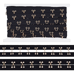 Черный Лента с крючками и петлями, с хлопковой лентой, обрезка краев костюма в стиле стимпанк, чёрные, 20x0.8 мм, 3 двор/карта