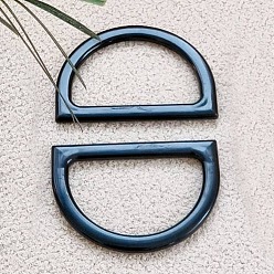 Black D Shaped Plastic Imitation Wood Bag Handles, for Bag Replacement Accessories, Black, 8.4x11.9x0.9cm, Inner Diameter: 6x9.4cm