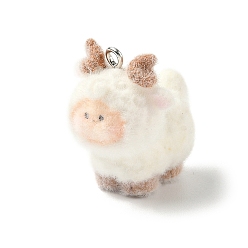 Овца Подвески из непрозрачной смолы, с железной платиной петлей, овца, 27x17x26 мм, отверстие : 1.8 мм