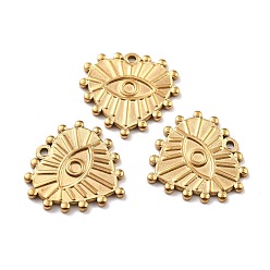 Настоящее золото 24K Ионное покрытие (ip) 316 хирургические подвески из нержавеющей стали, сердце с глазом дьявола, реальный 24 k позолоченный, 19x20x1.5 мм, отверстие : 1.2 мм