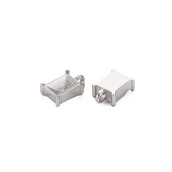 Stainless Steel Color Non-Tarnish 304 Stainless Steel Pendant Rhinestone Settings, for Pointed Back Rhinestone, Rectangle, Stainless Steel Color, Tray: 5x7mm, 11x7x4mm, Hole: 1.8mm