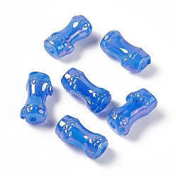 Royal Blue UV Plating Rainbow Iridescent Acrylic Beads, Bamboo Stick, Royal Blue, 24.5x13x11.5mm, Hole: 3mm