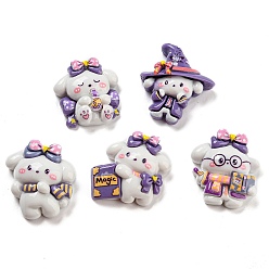 (52) Непрозрачная лаванда Кабошоны с милыми щенками из непрозрачной смолы, мультфильм волшебная собака, разноцветные, 21~25x21.5~26x8.5~10.5 мм
