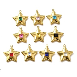 (52) Непрозрачная лаванда 304 подвески из нержавеющей стали, со стразами, реальный 18 k позолоченный, ионное покрытие (ip), звезда, разноцветные, 26x24.5x6 мм, отверстие : 2 мм