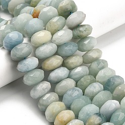 Аквамарин Природные Аквамарин бисер нитей, граненые, диск, 16x8.5~10 мм, отверстие : 1.2 мм, около 42 шт / нитка, 15.67 дюйм (39.8 см)