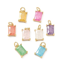 (52) Непрозрачная лаванда Кулон из циркония, прямоугольник амулеты, без свинца и без кадмия, стойки покрытие, долговечный, реальный 18 k позолоченный, разноцветные, 9.5x6x3 мм, Перейти кольцо: 4x0.8 мм, 2.5 мм внутренним диаметром