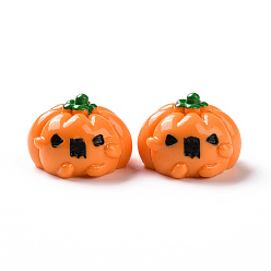 Dark Orange Halloween Opaque Resin Cabochons, 3D Pumpkin Jack-O'-Lantern, Dark Orange, 19x27.5x26.5mm