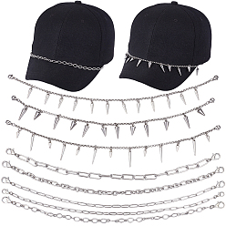 (52) Непрозрачная лаванда 8 шт. 8 стили в стиле панк 304 цепи Rolo из нержавеющей стали и цепи с колпачками из сплава, разноцветные, 280~290 мм, 1 шт / стиль