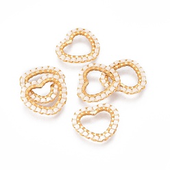 Морская Ракушка Японский бисер miyuki & toho ручной работы, с 304 кольцами из нержавеющей стали, Ткацкий станок, сердце, золотые, цвет морской раковины, 13.5~14x15x1.8~2 мм