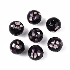 Фламинго Handmade стеклянные бусины Lampwork фольги, круглые, фламинго, 11.5~12.5 мм, отверстие : 1.2~1.8 мм