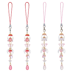 (52) Непрозрачная лаванда 4шт 2 стиль акриловые и стеклянные мобильные ремешки, слеза с крылом, платина, разноцветные, 178 мм