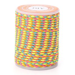 Yellow 4-Ply Polycotton Cord Metallic Cord, Handmade Macrame Cotton Rope, for String Wall Hangings Plant Hanger, DIY Craft String Knitting, Yellow, 1.5mm, about 4.3 yards(4m)/roll