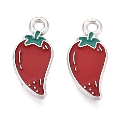 Brique Rouge Pendentifs en émail , charmes de piment, platine, firebrick, 16x7.5x1.5mm, Trou: 1.5mm
