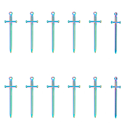 Rainbow Color 16 шт. 304 подвески из нержавеющей стали, очарование меча, Радуга цветов, 45x13.5x2 мм, отверстие : 1.8 мм