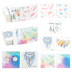 Mixed Color 119Pcs 7 Style Cardboard Necklace & Earring Display Cards, Square, Mixed Color, 5.9~6x5.9~6x0.05cm, 17pcs/style