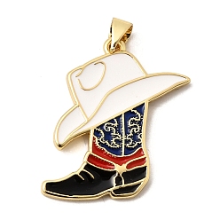 Белый Латунь эмаль подвески, брелоки для ботинок, без кадмия и без свинца, долговечный, стойки покрытие, реальный 18 k позолоченный, белые, 27x23.5x2 мм, отверстие : 5x3.5 мм