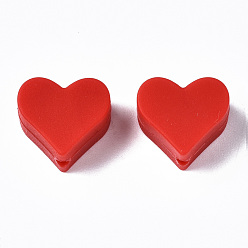 Red Food Grade Eco-Friendly Silicone Beads, Chewing Beads For Teethers, DIY Nursing Necklaces Making, Heart, Red, 13x14x8mm, Hole: 2mm