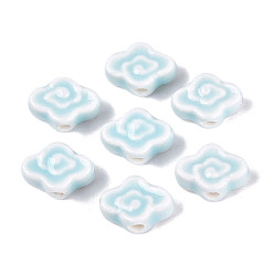 Light Cyan Handmade Porcelain Beads, Bright Glazed Porcelain, Cloud, Light Cyan, 9~10x13~14x5~6mm, Hole: 1.6~1.8mm