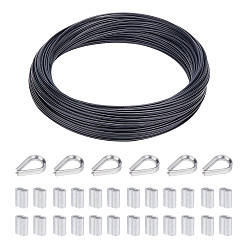 Edelstahl Farbe Edelstahldrahtsätze, mit 304 Edelstahldrahtschutz und Aluminiumgleitanhängern, Edelstahl Farbe, 15 Messgerät, 1.5 mm, 50 m