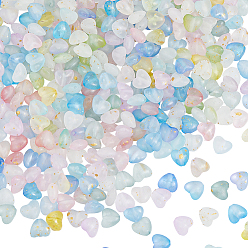 Сердце 400 непрозрачные акриловые бусины, золотой фольгой, сердце, 9x10x5.5 мм, отверстие : 1.6 мм