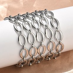 Нержавеющая Сталь Цвет 304 женские браслеты-цепочки со звеньями из нержавеющей стали, овальные, цвет нержавеющей стали, 8.19 дюйм (20.8 см)