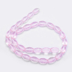 Сливовый Прозрачные стеклянные бусины, граненые, барабан, слива, 11.5x8 мм, отверстие : 1.2 мм, около 30 шт / нитка, 13.7 дюйм (35 см)