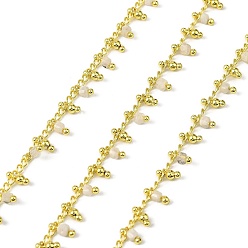 Лунный Камень Кубические звенья из латуни ручной работы, с бусинами из натурального лунного камня и катушкой, долговечный, стойки покрытие, пайки, без свинца и без кадмия, реальный 18 k позолоченный, очарование: 6x2.5x2.5 мм и 6x2.5 мм