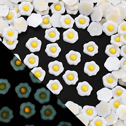 Белый Светящаяся смола декодирует кабошоны, светится в темноте, цветок, белые, 2.5x7 мм