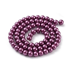 Medium Violet Red Eco-Friendly Dyed Glass Pearl Round Beads Strands, Grade A, Cotton Cord Threaded, Medium Violet Red, 6mm, Hole: 0.7~1.1mm, about 72pcs/strand, 15 inch