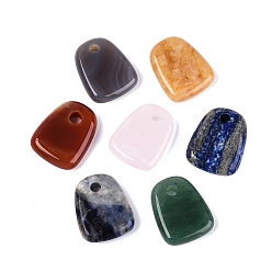 Смешанные камни Природные каменные смешанные подвески, трапециевидные подвески, смешанные окрашенные и неокрашенные, 28.5~29x22.5~23x6~7 мм, отверстие : 3.5~5 мм