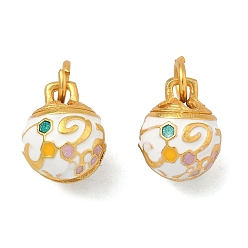 Белый Подвески в виде рождественских колокольчиков из сплава с эмалью, золотые, белые, 13.5x10.5 мм, Перейти кольцо: 6.5x1.5 мм, 4.5 мм внутренним диаметром