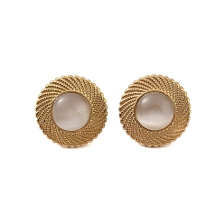 Золотой Ионное покрытие (ip) 304 серьги-гвоздики из нержавеющей стали для женщин, плоско-круглые, золотые, 19 мм