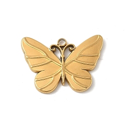 Настоящее золото 18K 304 подвески из нержавеющей стали, очарование бабочки, реальный 18 k позолоченный, 18x24.5x2 мм, отверстие : 2 мм