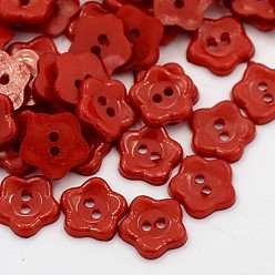 Темно-Красный Акриловые швейные пуговицы, для одежды , пластиковые пуговицы , 2-луночное, окрашенные, цветок Wintersweet, темно-красный, 12x2 мм, отверстие : 1 мм