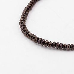Copper Plated Non-magnetic Synthetic Hematite Beads Strands, Faceted, Rondelle, Copper Plated, 3.5x2mm, Hole: 1mm